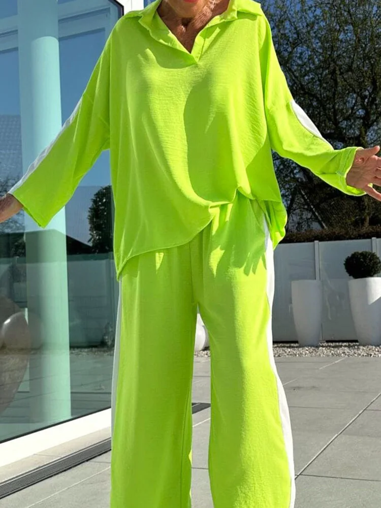 

Осень 2024, новая спортивная одежда, костюмы, модные топы с длинными рукавами и брюки с карманами, повседневные свободные комплекты в полоску с принтом для женщин