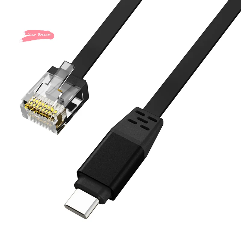 Y-1Pcs Black Type-C TO RJ45 Connecting Cable Phone Wired Network Adapter Laptop Tablet 1000m