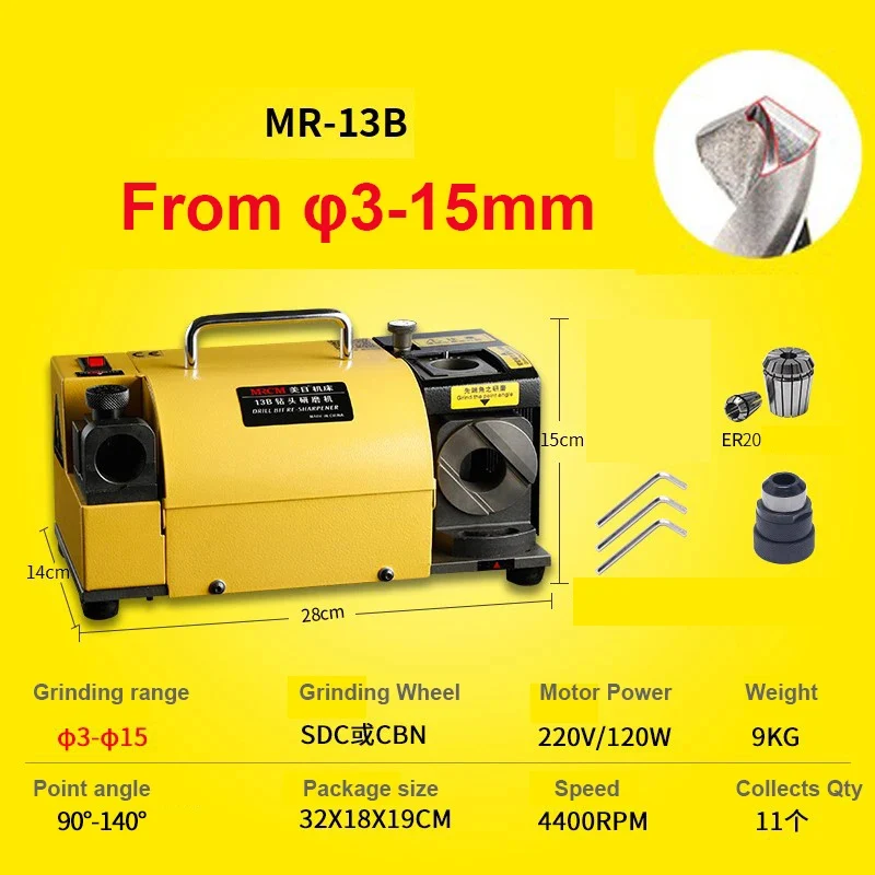 Livter Apontador de Broca Moagem Máquina de Afiar Mr13b Bit Afiar Ferramentas Mm15 mm Afiar Broca Máquina 110v 220v