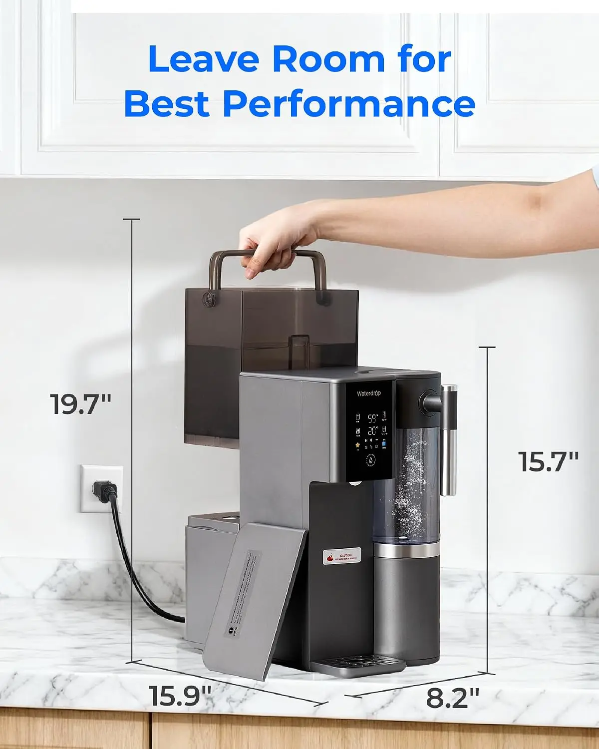 Waterdrop A2G Mineral Reverse Osmosis System Countertop, Instant Hot & Cold 6-Stage Filtration, 6 Temperature Settings, Hot & Cold & Room-Temp Water, 3:1 Pure to Drain