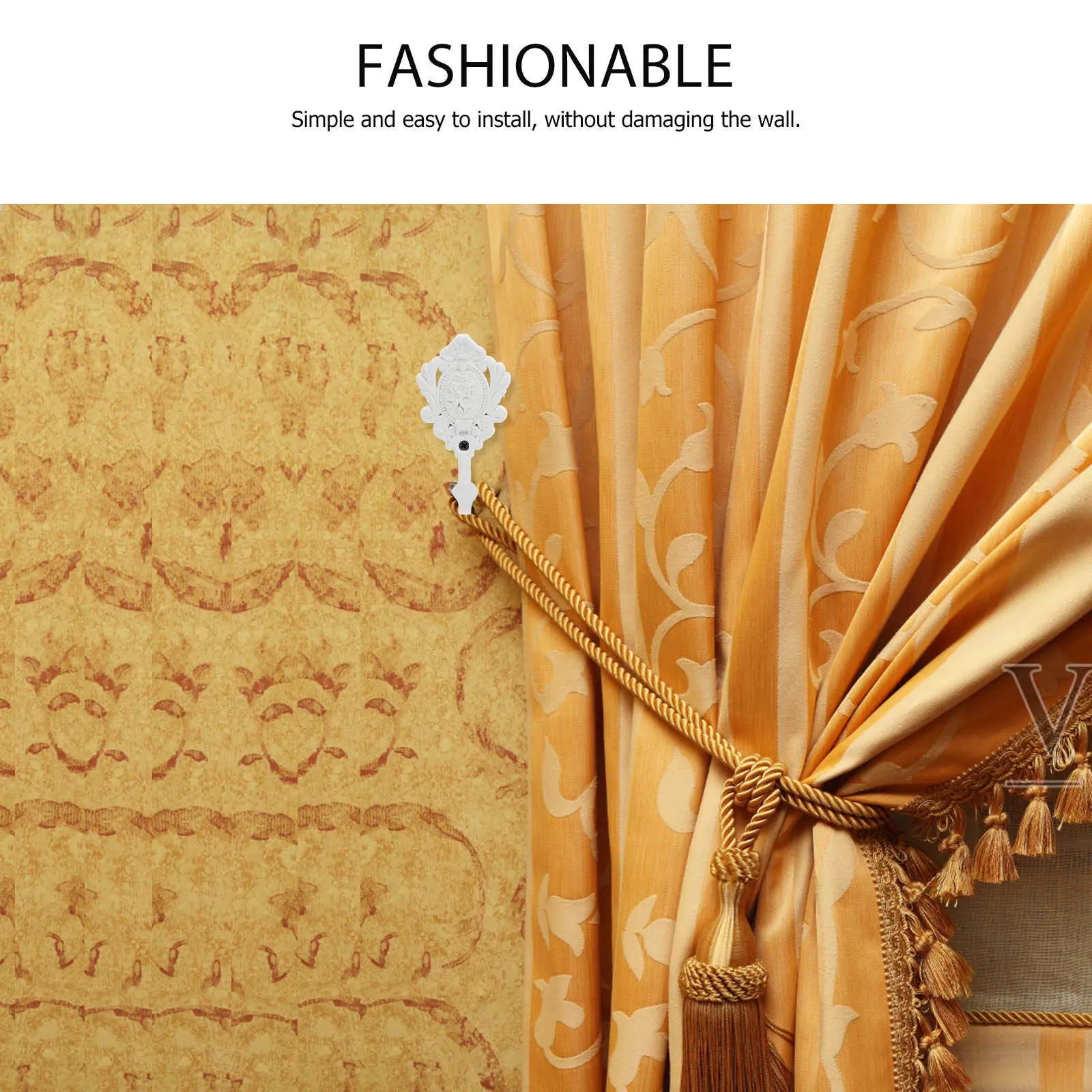 2Pcs Metal Curtain Holdbacks Zinc Alloy Vintage Style Side Holder Hooks for Walls Curtains Towels Belts Bags Keys Indoor Outdoor