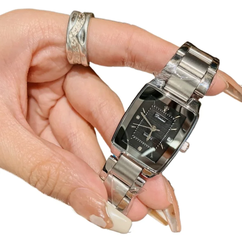 

Temperament Strap Calendar Stainless Steel Strap Barrel Square Women's Watch Trendy Fashion Quartz Watch