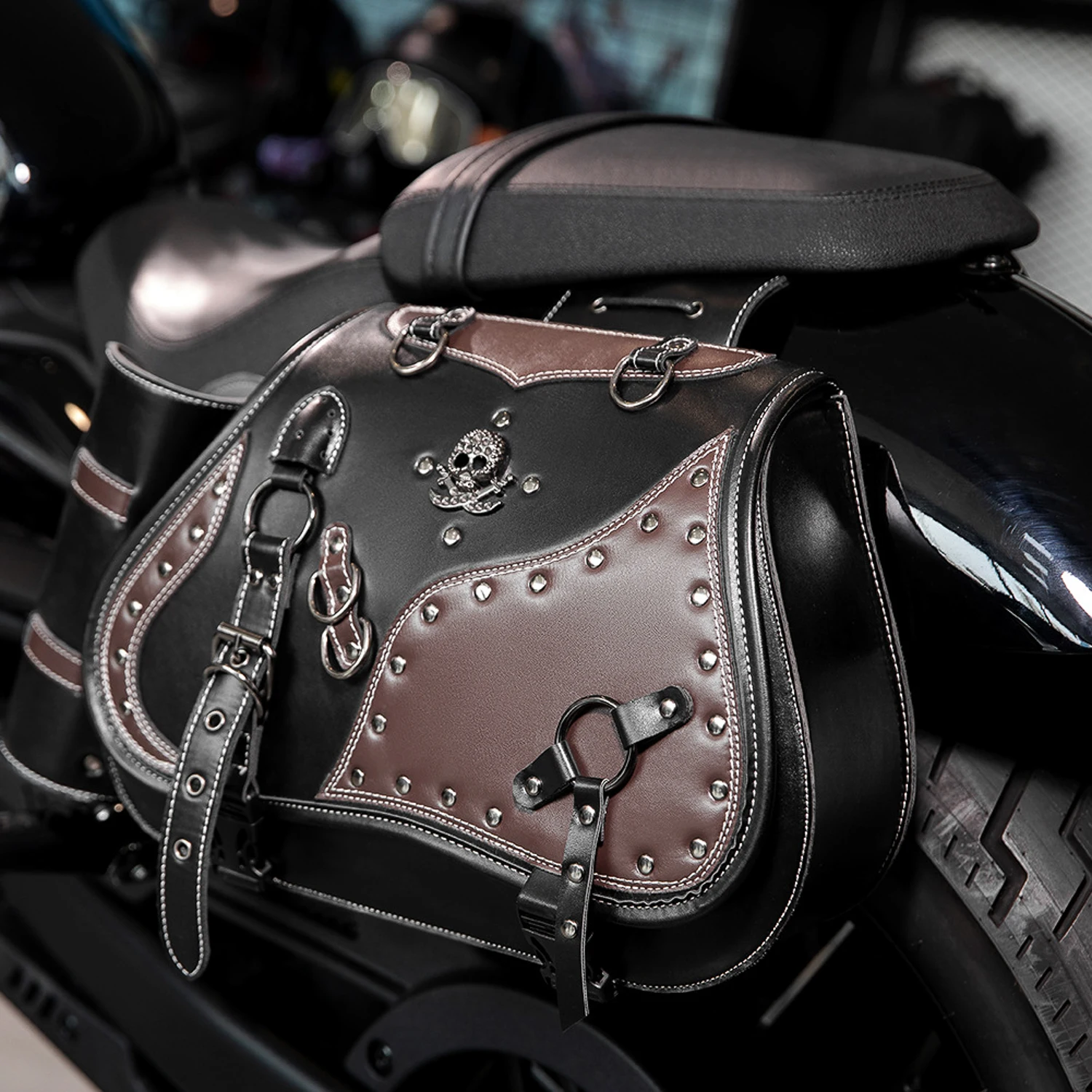 New PU Leather Motorcycle SaddlebagsWaterproof Side Bag Motorcycle Accessories