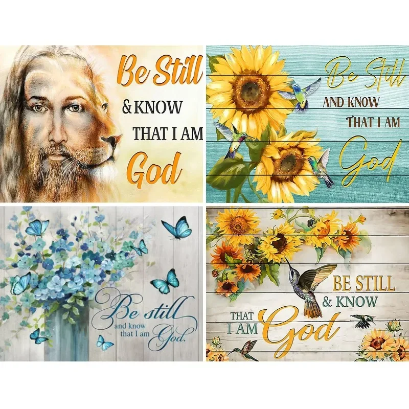 Encouraging Bible Verses DIY Diamond Painting Full Square Quote Be Still and Know That I AM God Diamond Embroidery Mosaic Decor