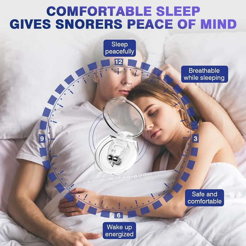 Dispositivi antirussamento, tappo antirussamento con magnete regolabile, soluzione antirussamento per un sonno confortevole e silenzioso, 8 pezzi