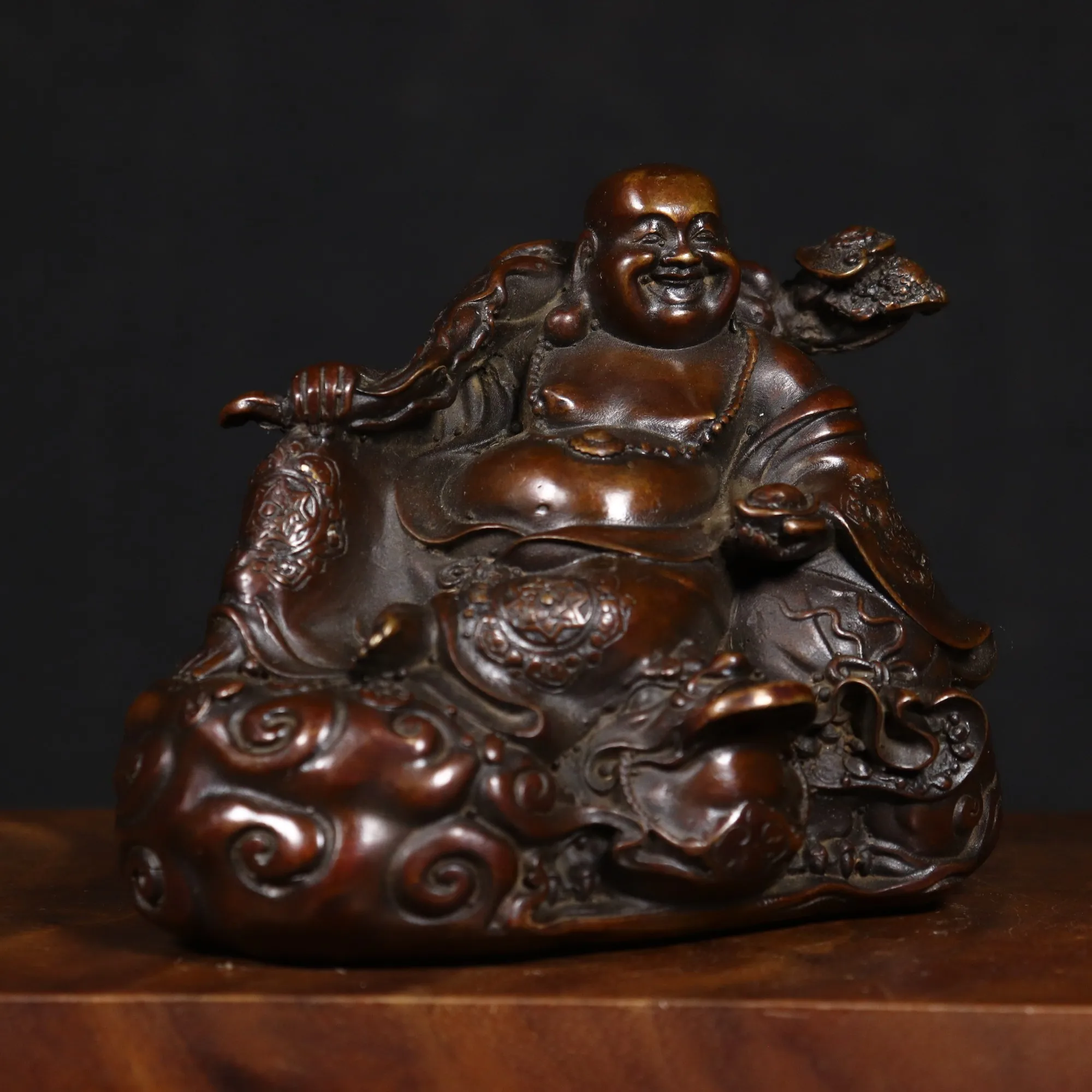 Brass Maitreya Buddha Statue Lucky Blessing Figure Home Décor Ideal Entrance, Tea Table, Living Room, Buddha Hall Collectibles