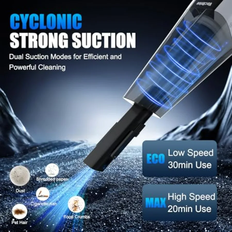 Handheld Vacuum Cordless for Car/Home/Pets, ABS Plastic, Black, Ultra-Strong Suction Washable Filter