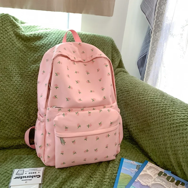 Sac à Dos Imprimé Floral pour Femme et Fille, Style Frais, Grande Capacité, Sacs d\'École pour Étudiants, Cartable de Voyage, 2023