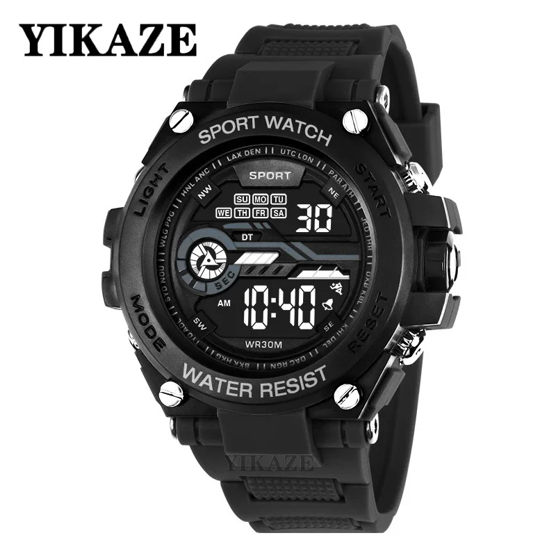 YIKAZE Men Digital Sports Watch Multifunction Men\'s Watch 51mm Large Dial Student Kids Military Clock Electronic Watches for Man