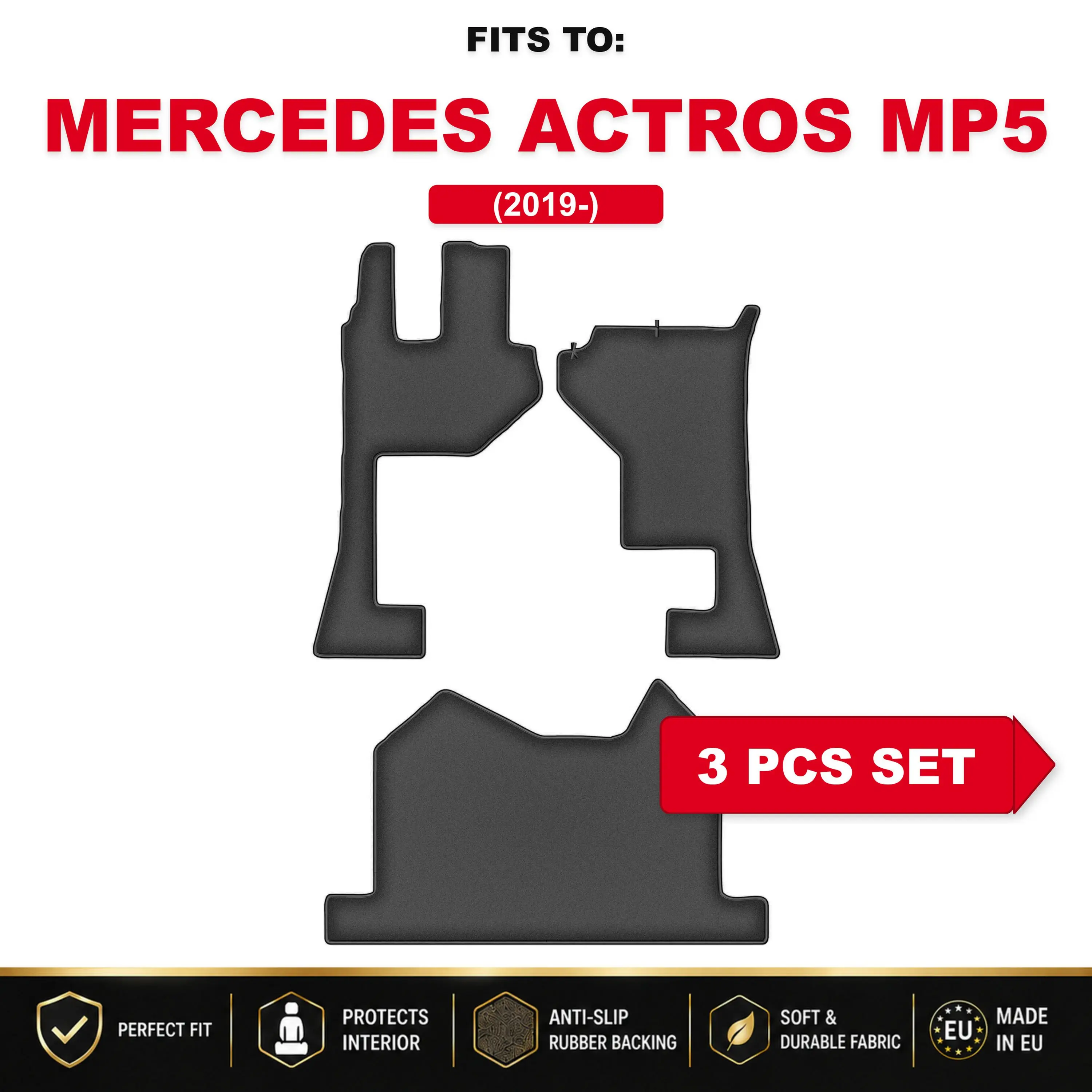 PREMIUM auto-velourmatten voor: Mercedes Actros MP5 2019 - in de auto passende automattenset
