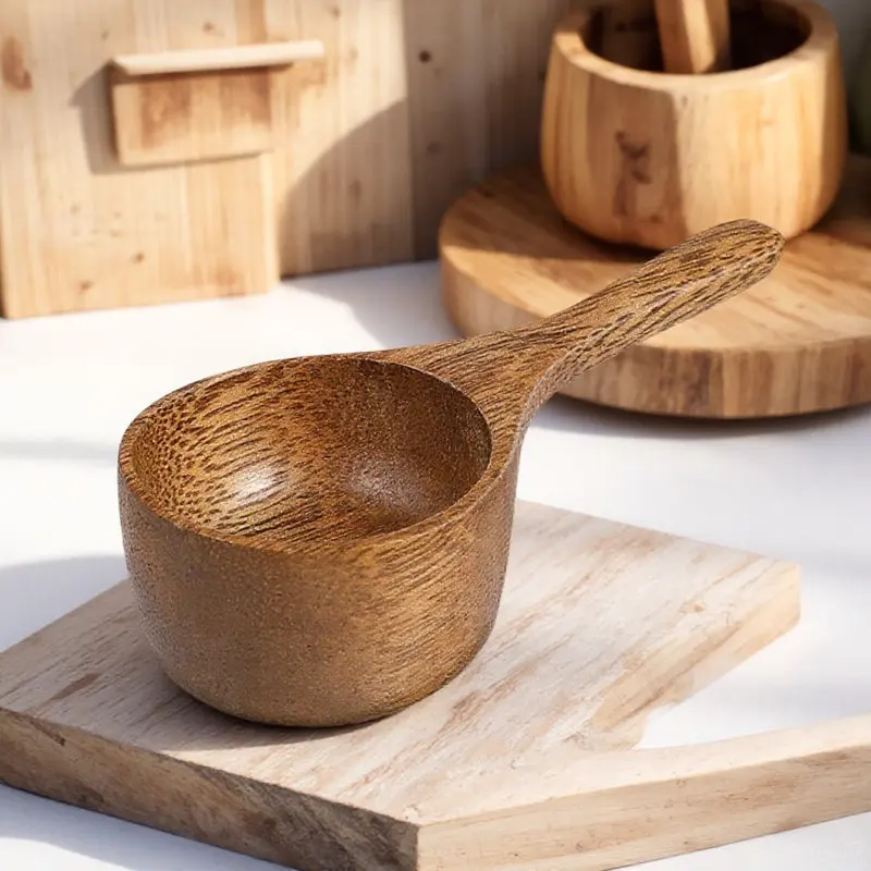 Ergonomic Wooden Measuring Spoon with Comfort Handle for Coffee Grounds Milk Powder Baking Soda Flour Tea Leaves Spices