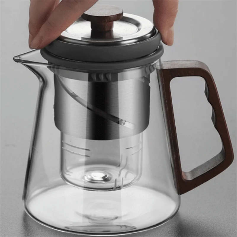 Removable Rotating Lift Inner Strainer Infuser Filter Glass Teapot Tea Water Separation Tea Pot Office Tea Maker Tea Set Teaware