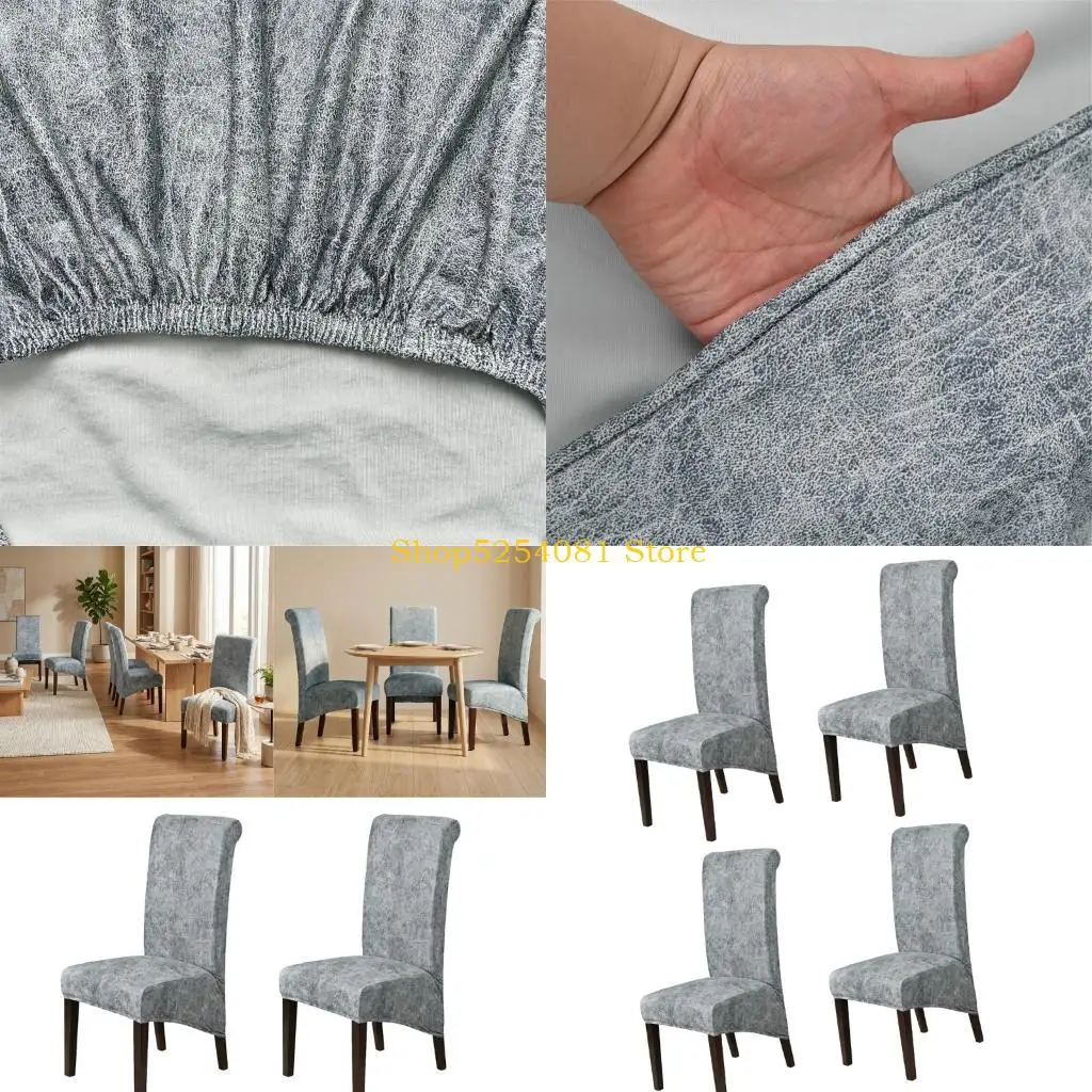 AXYC Set of 4 Dining Chairs Cover with Stretching Fit Construction, PU Surfaces, and Tool-Frees Slip on Placement and Removal