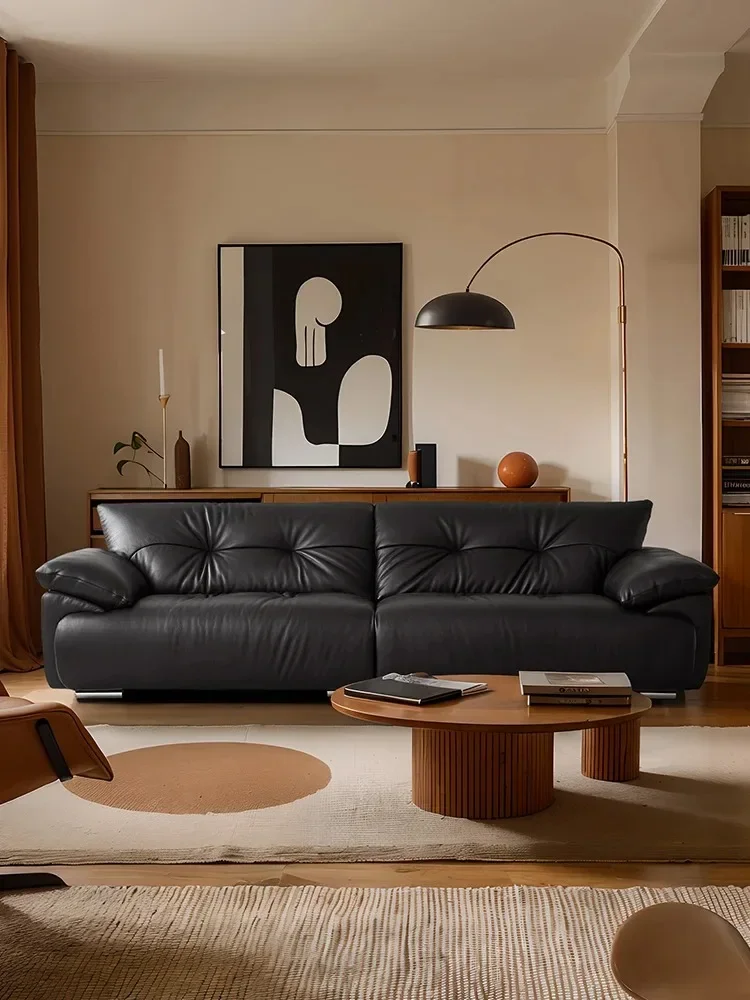 Mu Mo furniture floating cloud sofa lazy wind elephant ears minimalist French retro living room straight row sofa three people