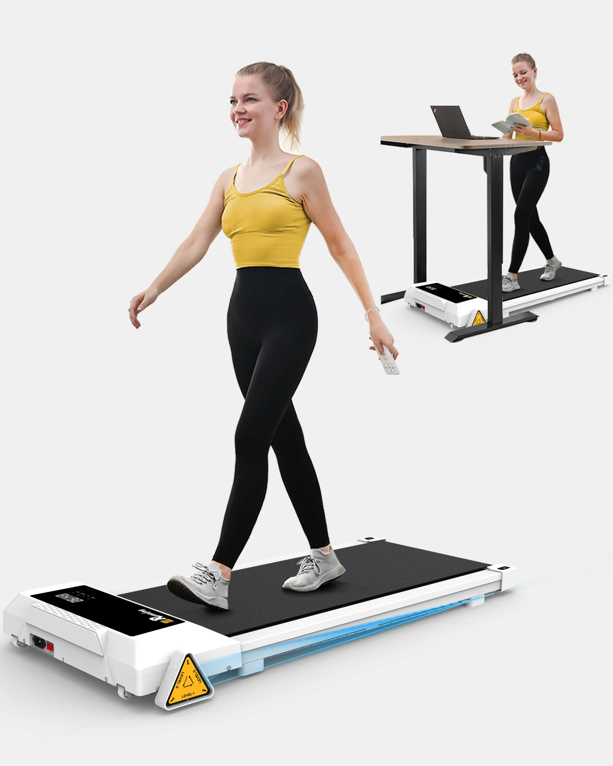 Ready to Ship USA with Incline Under Desk Treadmill, Portable Compact Installation-Free Treadmills for Home Office with 265lbs