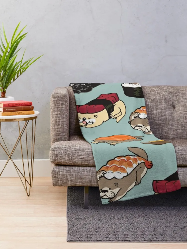 Sushi Otter Throw Blanket Warm Thin Quilt Blankets