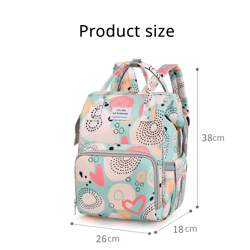 Mommy Bag Wholesale Outdoor Multifunctional Mother and Child Bag USB Charging Port Nylon Printing Fashion Portable Mom Bag