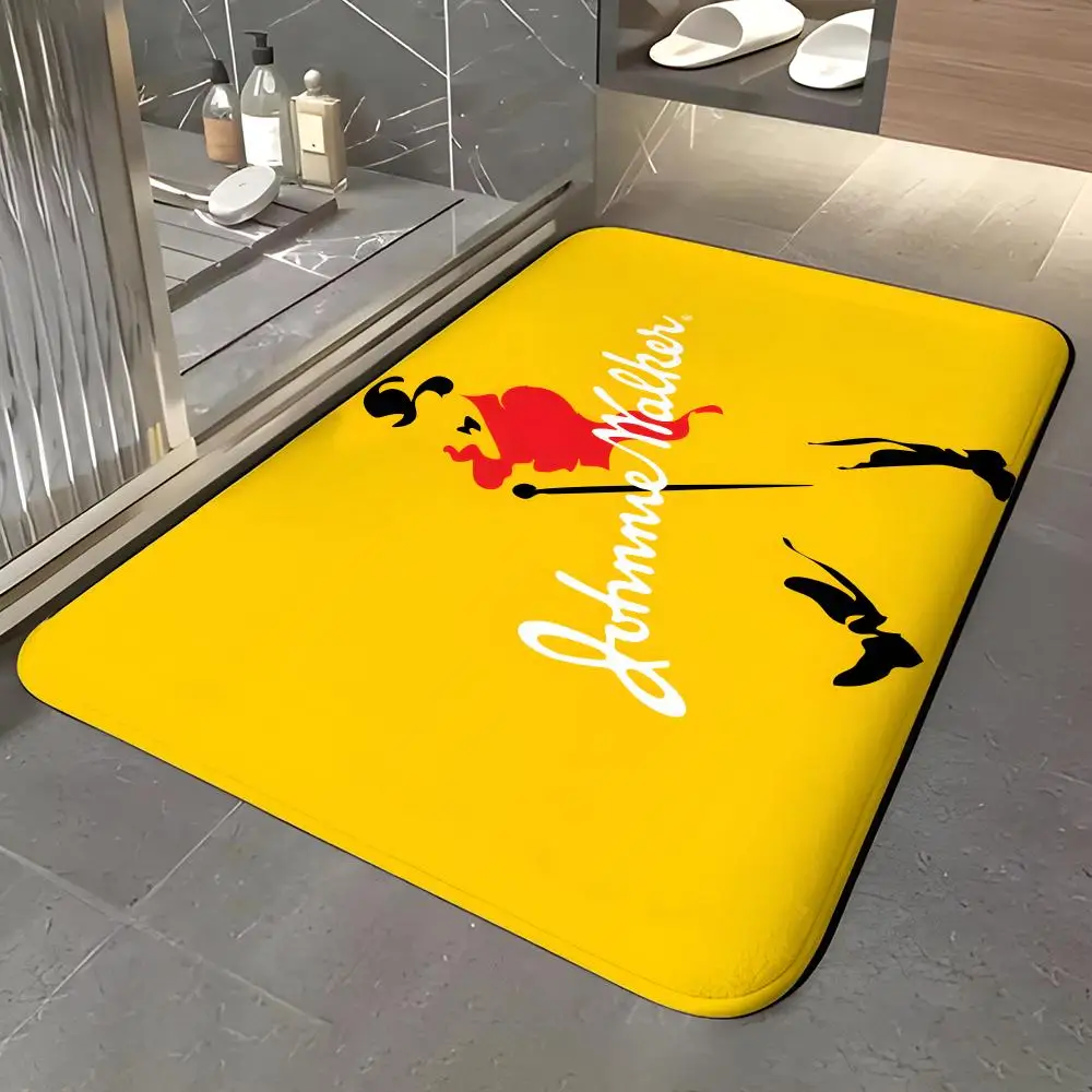 Liquor - J-Johnnie W-Walker Floor Mat Soft Flannel Entrance Door Mat Non Slip Absorbent Bathroom Bedroom Floor Rug