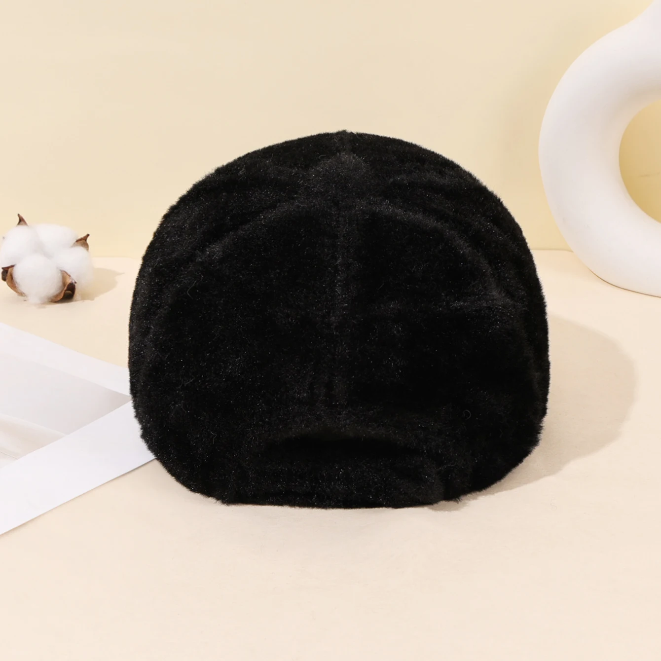 الخريف والشتاء في الهواء الطلق سميكة أفخم قبعة بيسبول للنساء عادية بلون الدفء تقليد أرنب الشعر بطة اللسان قبعة #3