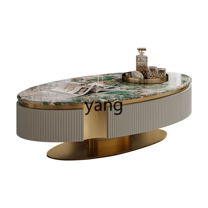 

XYY light luxury coffee table living room furniture high-end fashion marble oval tea machine table