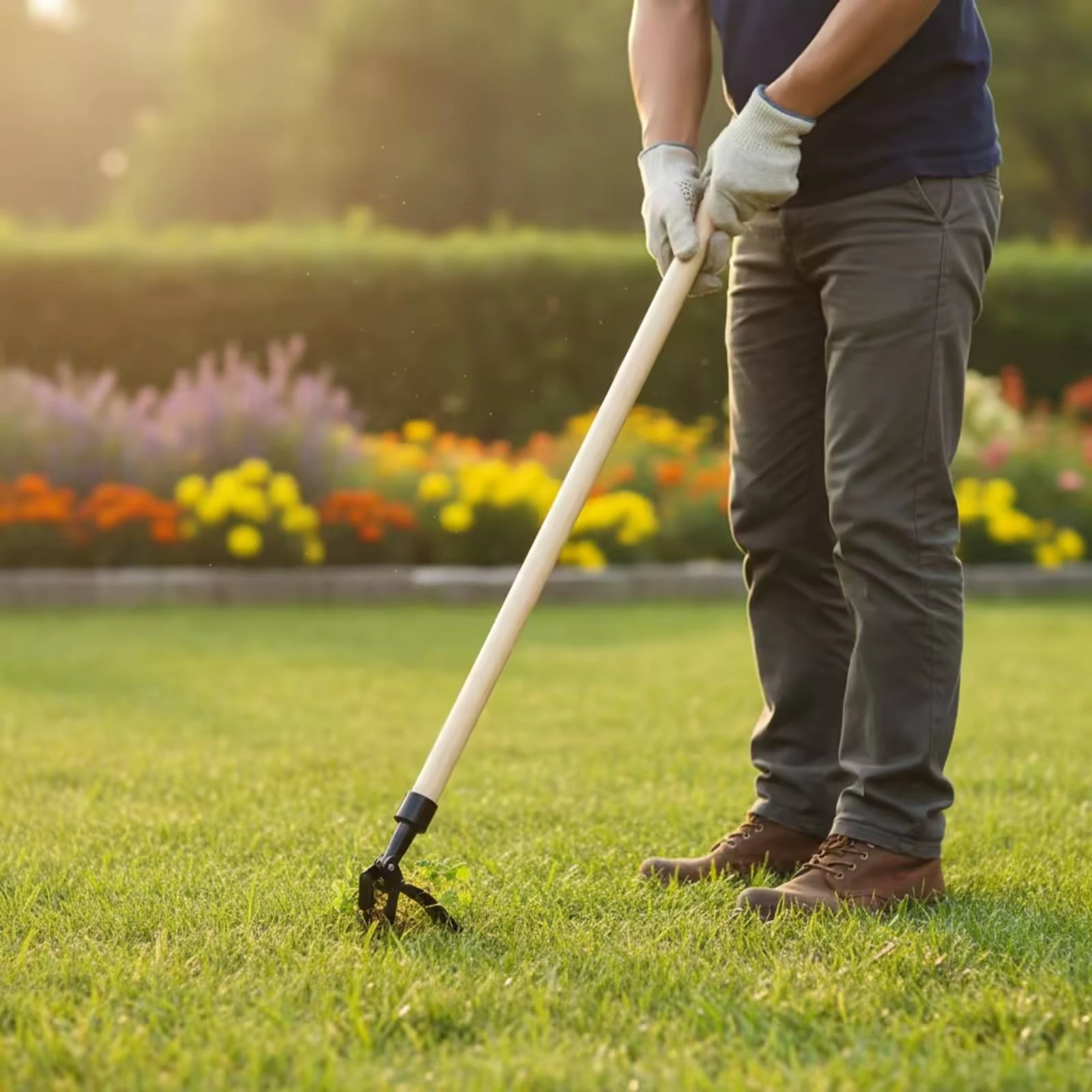 Unwanted Plant Puller Head Stand-up Weeder Head Unwanted Plant Puller with Tines Sturdy Manual Weeder Rust-Resistant