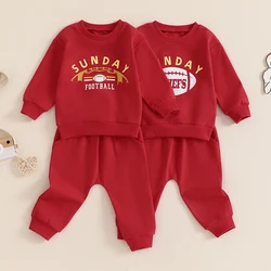 2024-06-03 Lioraitiin 0-3Y Casual Baby Boys Clothes Sets Outfit Letter Rugby Print Long Sleeve Sweatshirt and Elastic Pants