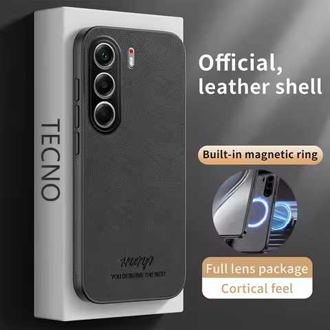 Leather Case for Tecno Camon 40 Pro 4G 5G Car Magnetic Holder Wireless Charging Silicone Hard Phone Cover Camon40Pro CM6 CM7