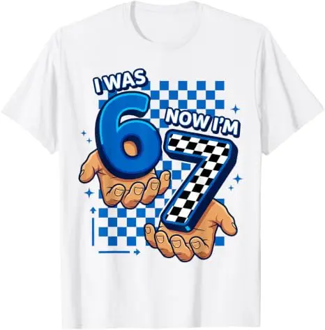 Ich war 6, jetzt bin ich 7. 7. Geburtstag 6 7 Geburtstag Jungen T-Shirt Y2k Mode 67 Six Seven Grafik-Bekleidung Rennsportliebhaber Weiches Baumwoll-T-Shirt – Detail 20