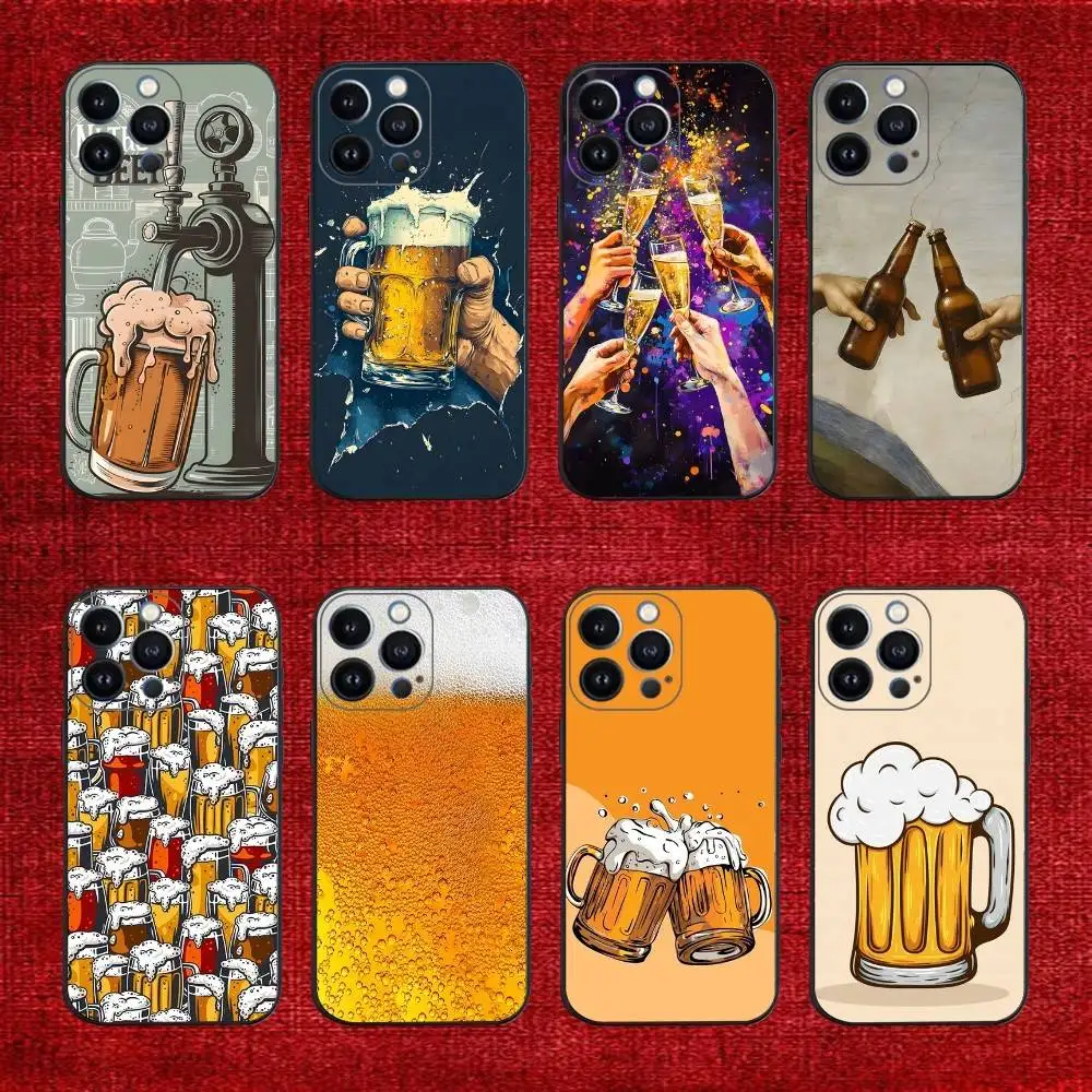 

Art Pattern Beer Phone Case For iPhone 17,16,15,14,13,12,11,Pro,Max,Plus,E,SE4,Air,Mini Black Cover