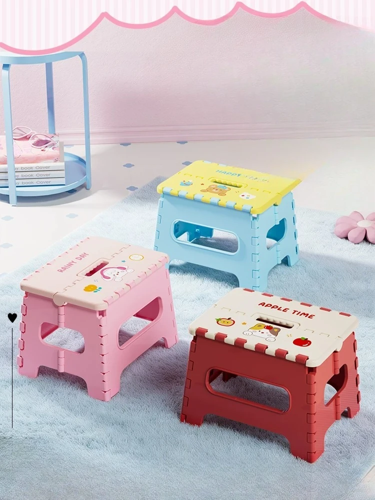 

Folding Stool Children Adult Home Bathroom Cartoon Plastic Portable Stool Mini Small Bench Outdoor Maza