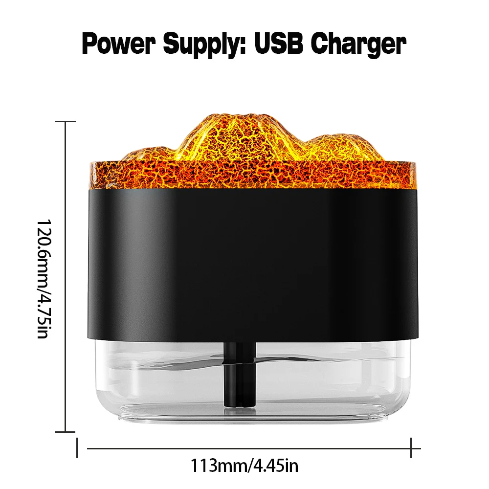 300ML 7 Colorful Lights Volcano Flame Diffuser Volcano Humidifier Diffuser Essential Oils Mini Diffuser Aroma Diffuser for Home