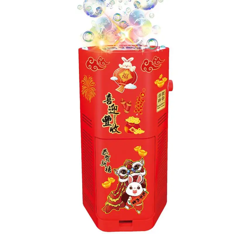 2024 Chinese New Year Imitation Firework Bubble blowing Machine Electric Bubbles With Music Light Wedding Party