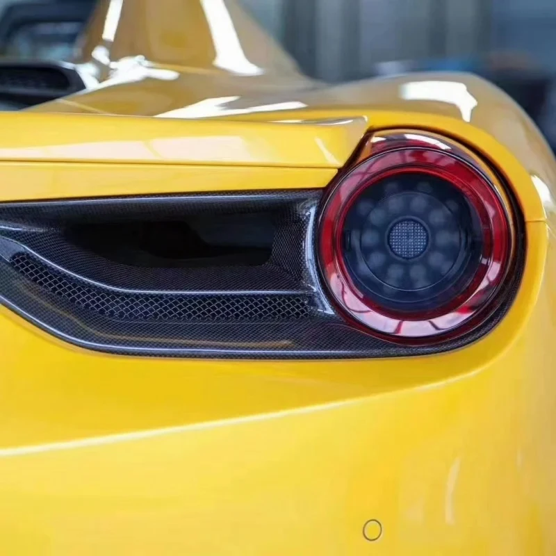 Dry Carbon Fiber Taillight Cover Body Kit, Taillight Frame Car Modification Kit for 488 GTB GTS Upgraded Capristo Style