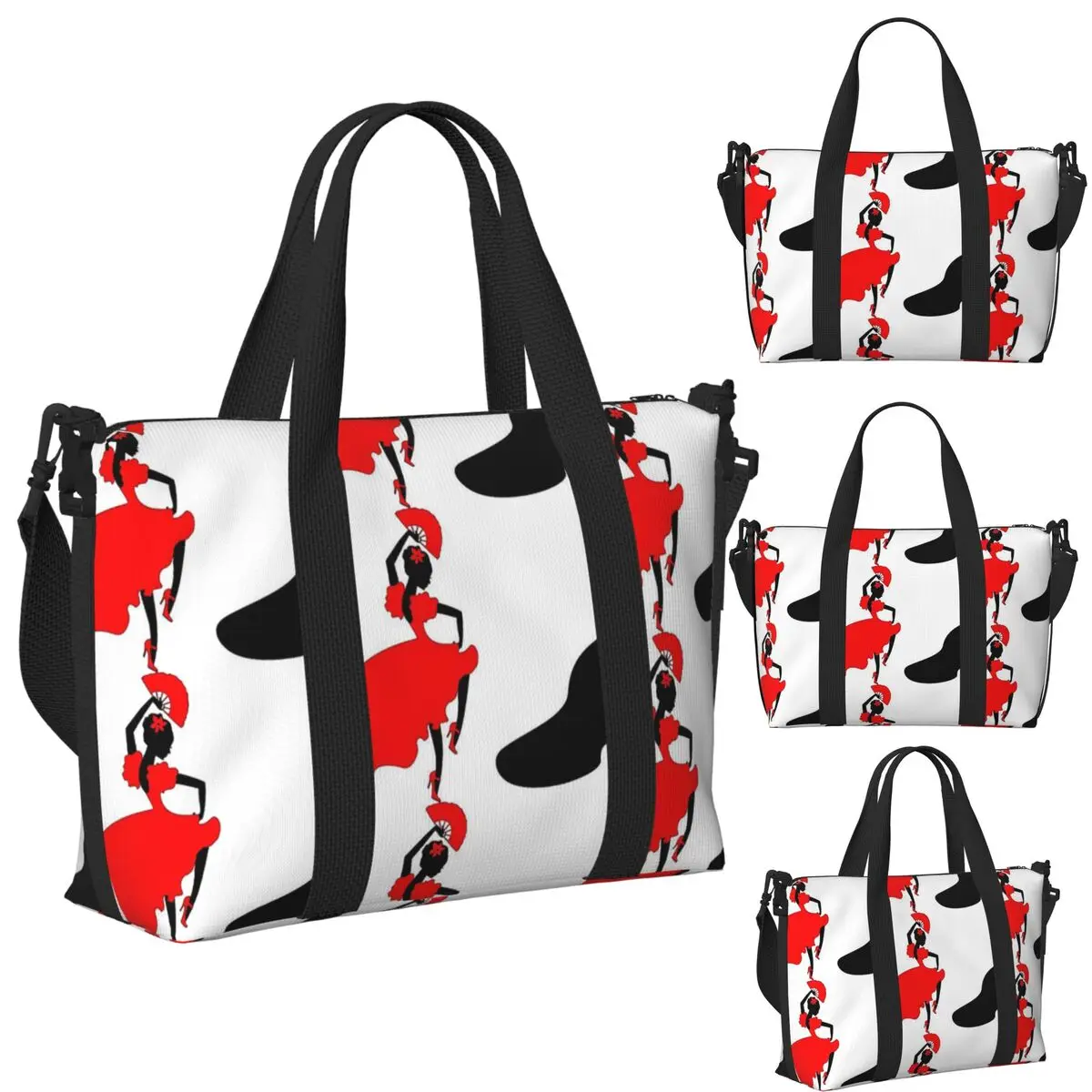 

Flamenco Dancer Ole Beach Travel Bag Large Capacity Tote Bags for Gym Sport Women Shopping Duffle Shoulder Bag