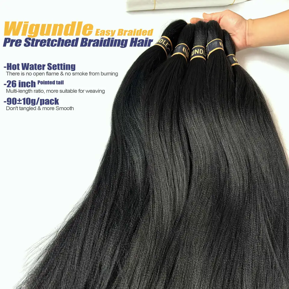 Extensiones de cabello para mujer, trenzas de caja, crochet fácil, cabello pre-estirado, sintético ignífugo 5