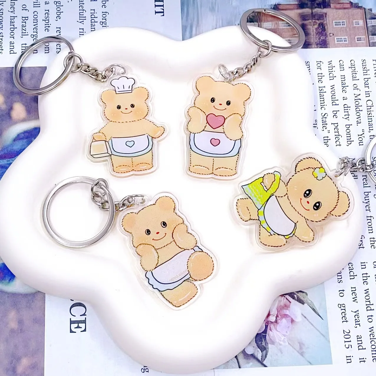 Keychain de dessin animé créatif plusieurs célébrités Internet Mignon Butter Bear Series acrylique sac à dos accessoires de sac