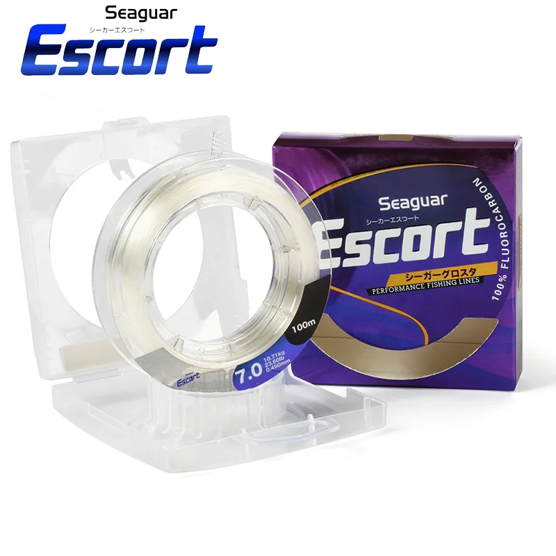 Seaguar Escort Fishing Line 0.2mm-0.7mm 56LB Carbon Fiber Leader Fishing Accessories Sinking Line100M Fluorocarbon 100% Coating