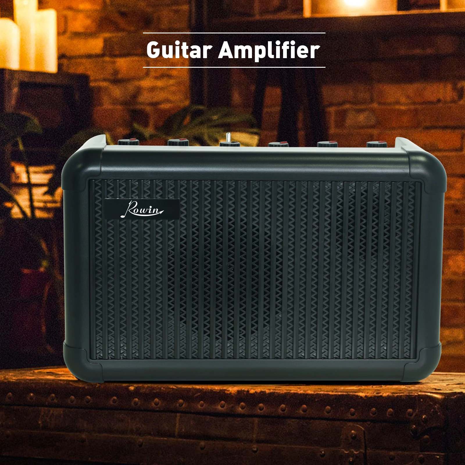 Rowin Mini Guitar Amplifier,15W Combo  Amp,15 Preset Effects Amp, Small Practice Guitar Amp with Bluetooth Portable Rechargeable