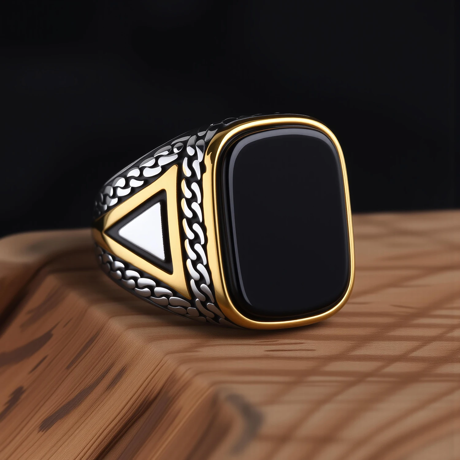 

R3427 Men's High Quality 316L Stainless Steel Variety Onyx Rings Fashion Trend Jewelry