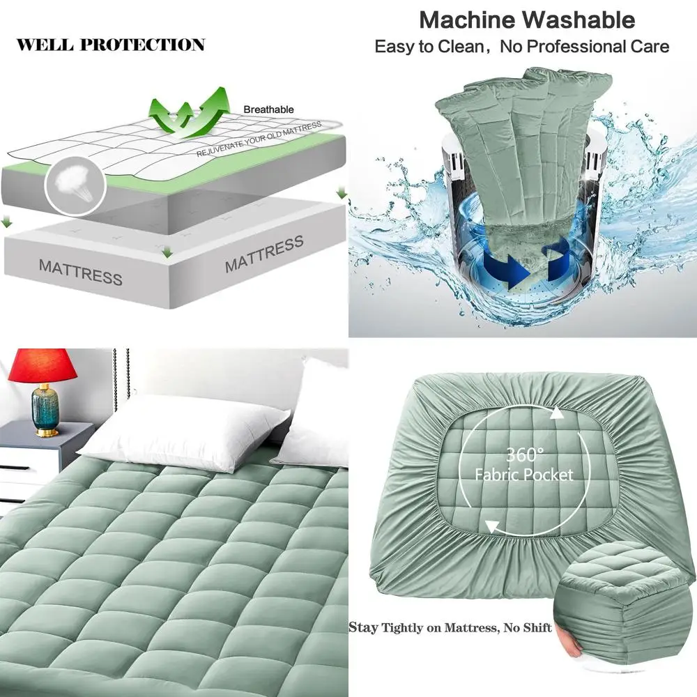 

Удлиненная охлаждающая подушка Twin XL, защитная подушка для матраса, 39x80, карман 8–21, бледная цвета морской волны