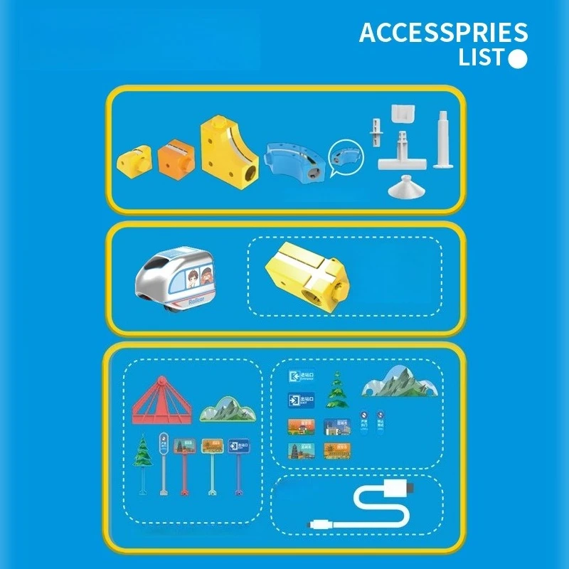 子供向け組み立てマジックトラックカーレースランウェイSTEM教育用電車レールキューブ磁気おもちゃセット電動カーDIYビルディングブロック