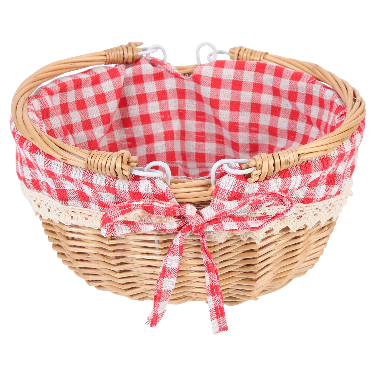 

Handheld Woven Picnic Basket Durable Handmade Large Capacity Portable Basket for Camping Hiking Food Storage Family Outdoor