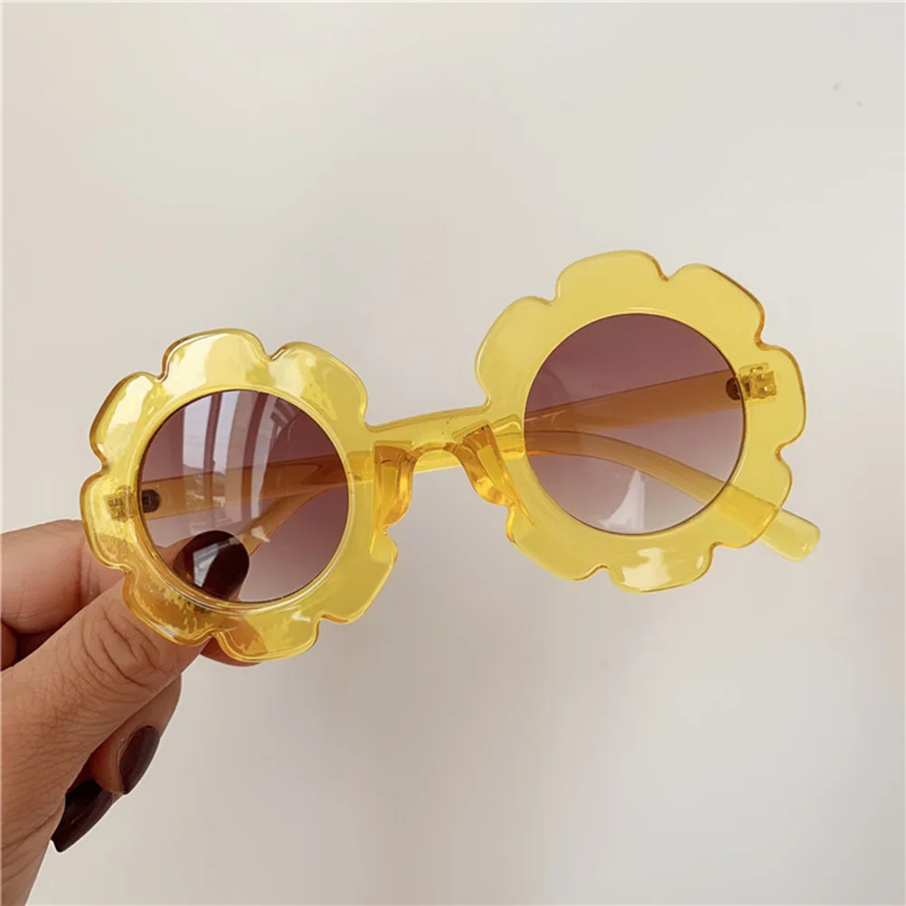 

1Pcs Sunflower Kids Sunglasses Transparent Yellow Frame Durable Children's Glasses Adorable Safe Child Glasses