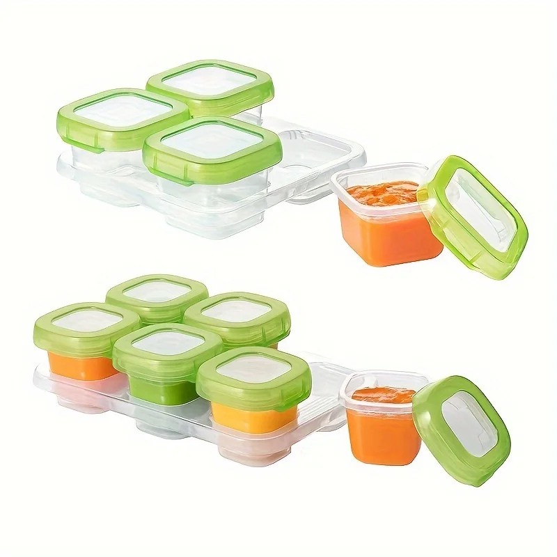 

6pcs Food Grade PP Material Baby Food Puree Containers Portable Mini Lunch Boxes for Toddlers Eco-Friendly Dishwasher Safe