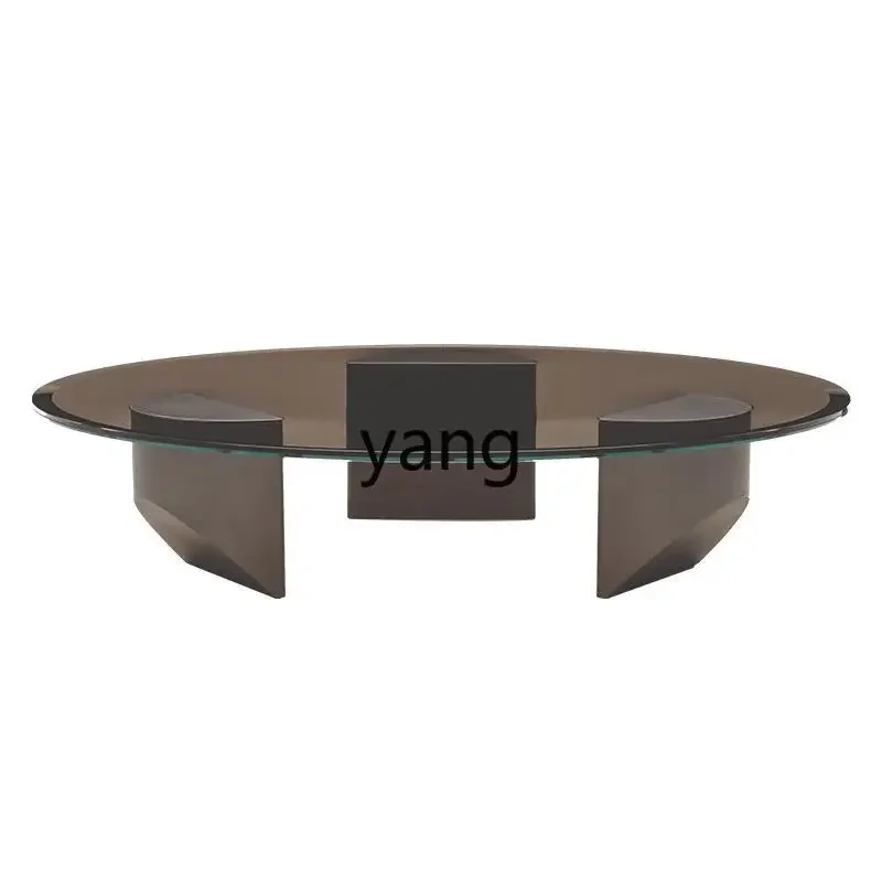 

LTT Italian Minimalist Round Coffee Table Modern Simple Stainless Steel Tea Table Home Living Room Glass Coffee Table