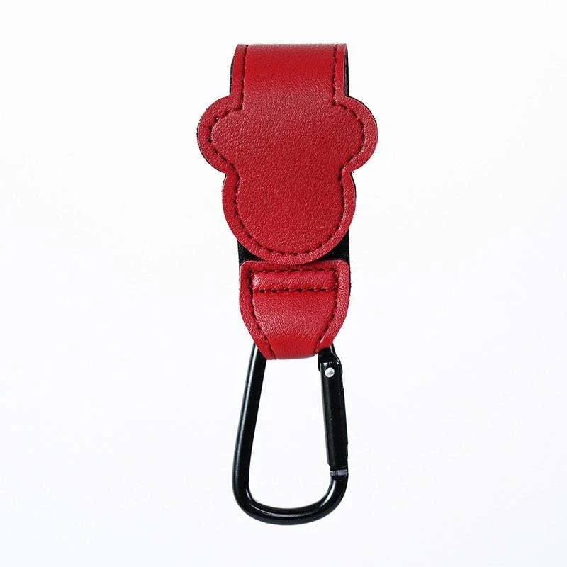 1-4Pcs Pu Leather Stroller Hooks, Portable Car Seat Carabiner Hook With Velcro Fastener
