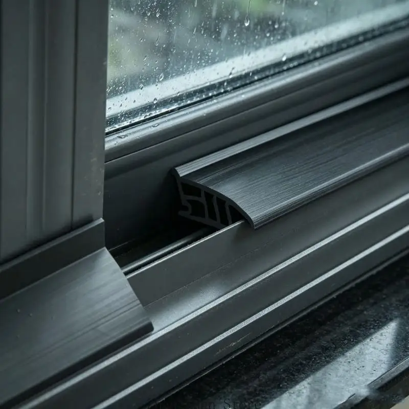 Schwarze Gummi-Schiebefensterbarriere mit flexiblem Schienenprofil 3XUF – Detail 7