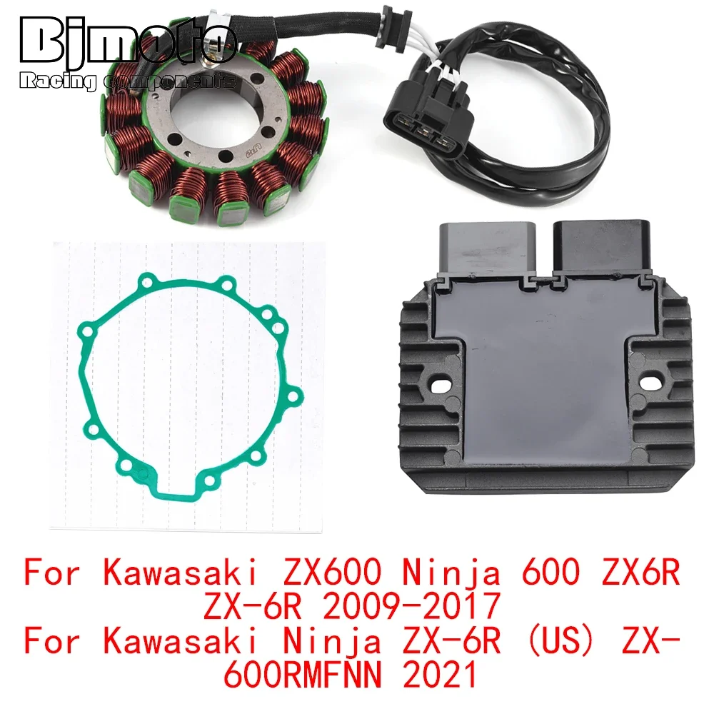 

ZX6R Engine Stator Coil+Voltage Regulator rectifier For Kawasaki Ninja ZX-6R US ZX600RMFNN 2021 ZX600 600 ZX6R With Gasket