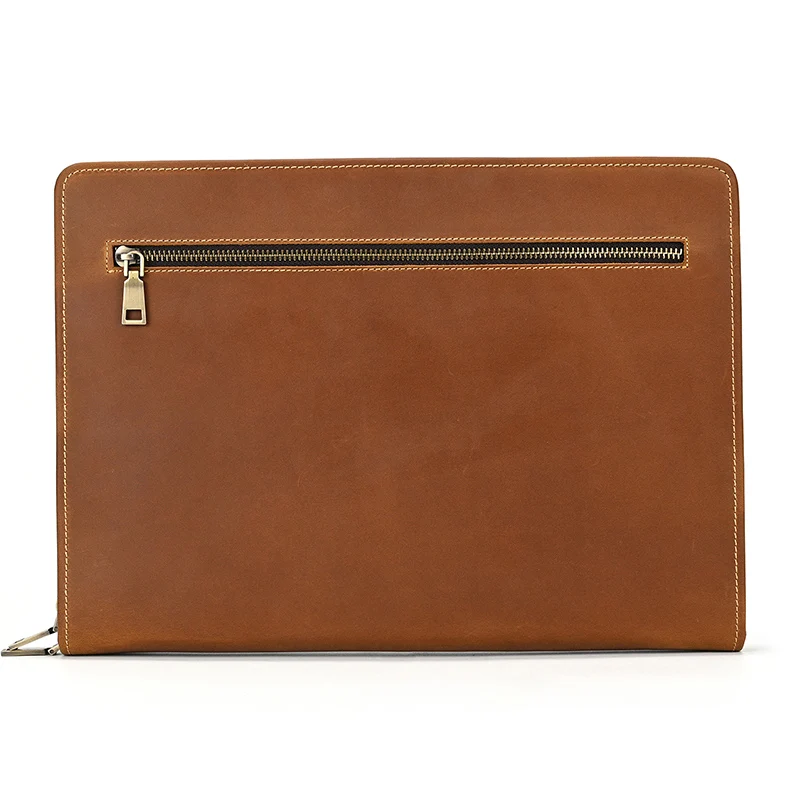 Imagem -02 - Crazy Horse Leather Ipad Case 129 Laptop Bolsa Computer Case Capa de Almofada de Grande Capacidade Designer de Luxo Homens Clutch Bag