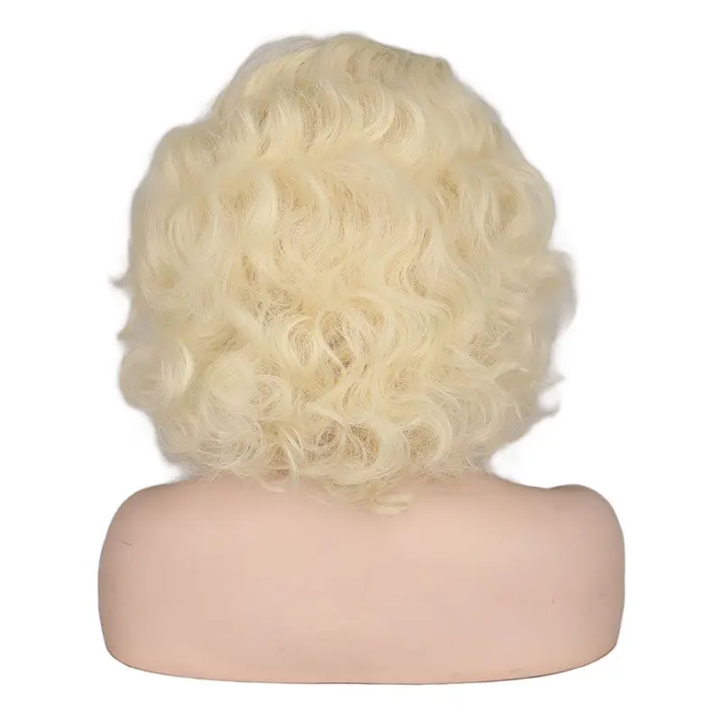 Short Curly Blonde Wigs For Women Cosplay Party Heat Resistant Fiber For Marilyn Monroe Classic Fiction Movie Costume